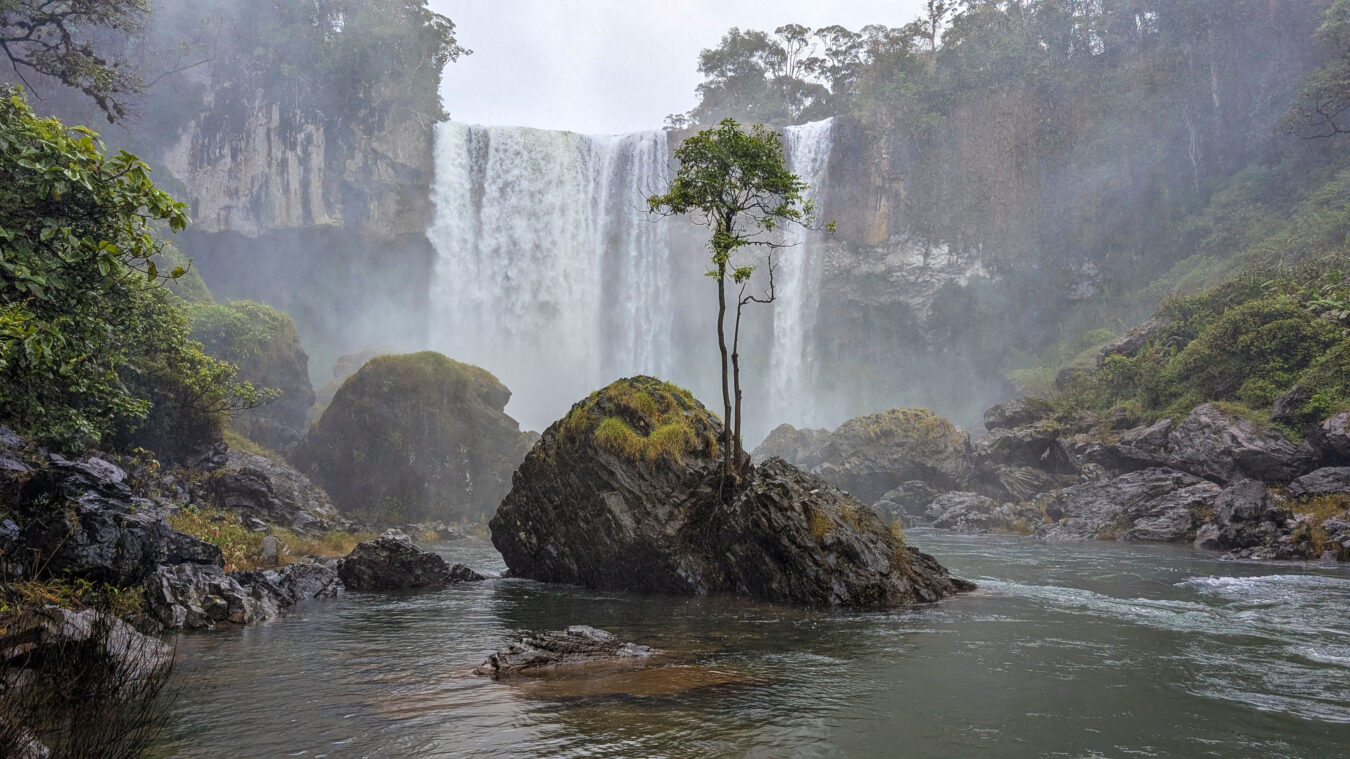 The K50 waterfall getting wet because of heavy raining. Kon Chu Rang Nature Reserve, Vietnam.